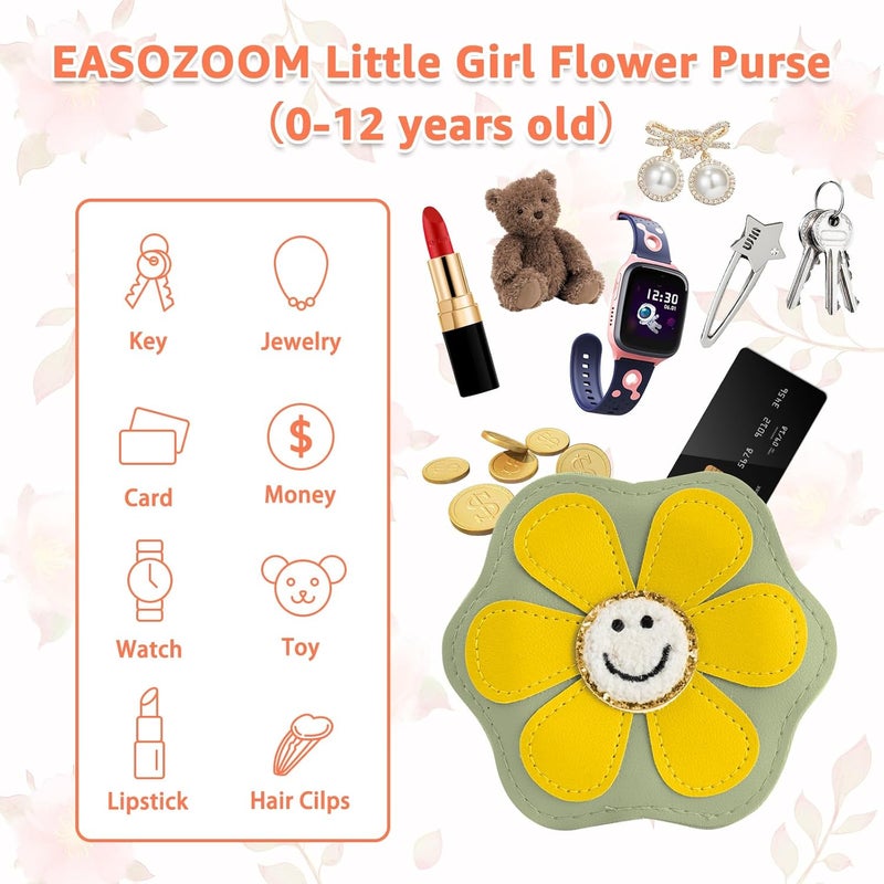 Easozoom Daisy Flower Tiny Small Purse Crossbody Shoulder Bag for Toddler Teen Girls 2 3 4 5 6 7 8 Year Old Kids Baby Gift - Image 4